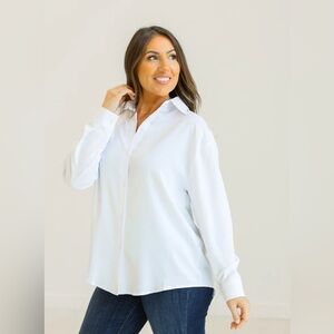THE PERFECT CRISP White Womens Button down Top by Grace+Emma